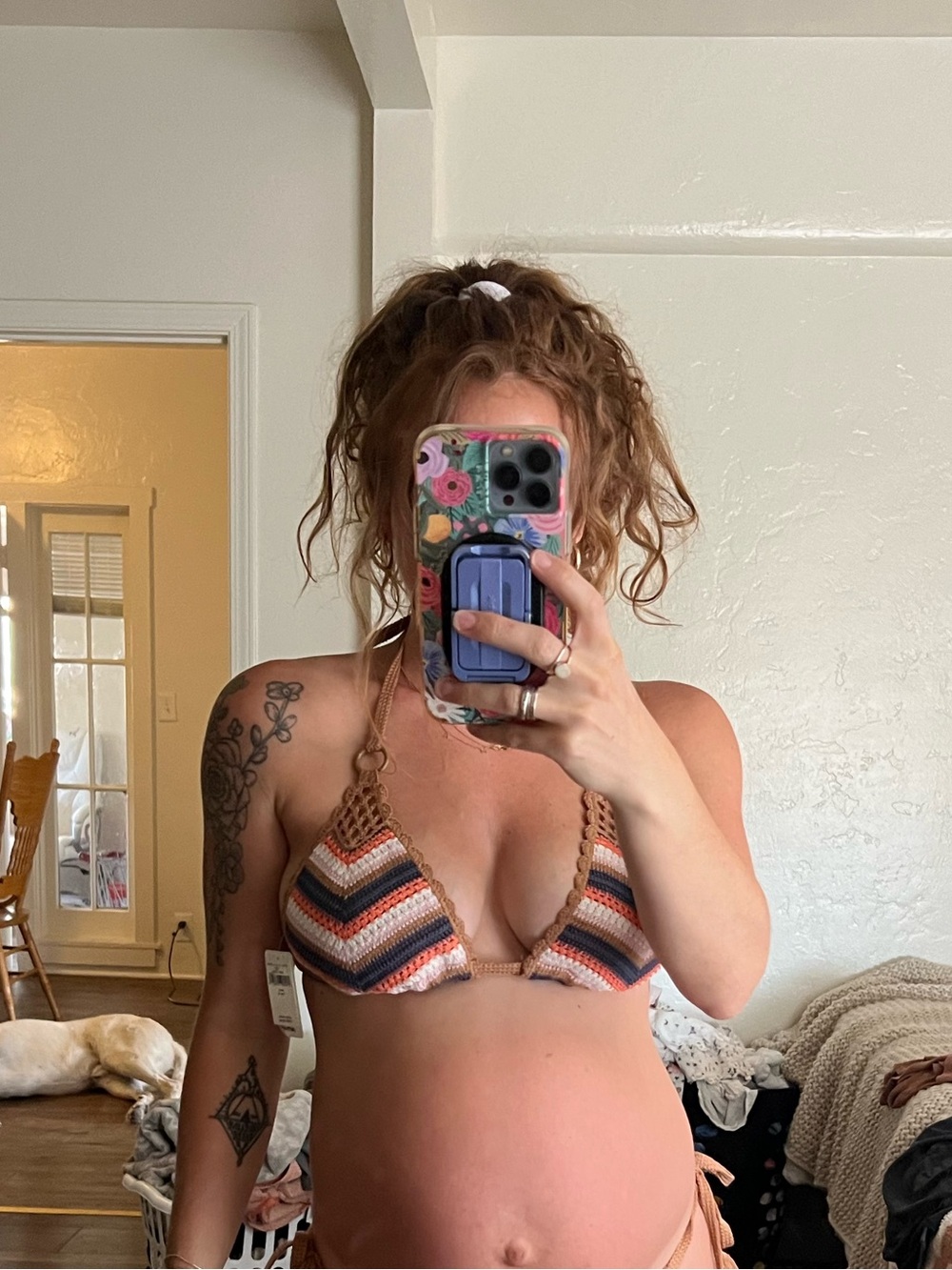 Aerie Striped Crochet Tie-Side Bikini - Multicolor L lg